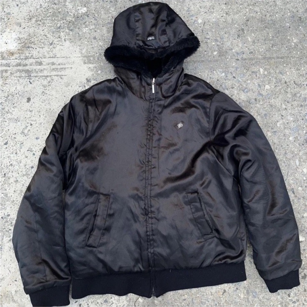Vintage Southpole Reversible Fur Jacket With Hood SP Logo Womens Medium Y2K Glam